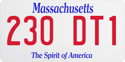 MA license plate 230DT1