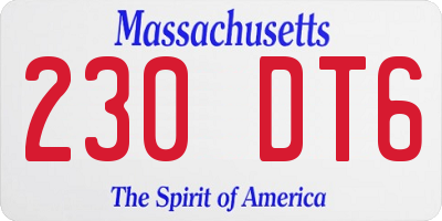 MA license plate 230DT6
