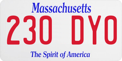 MA license plate 230DY0