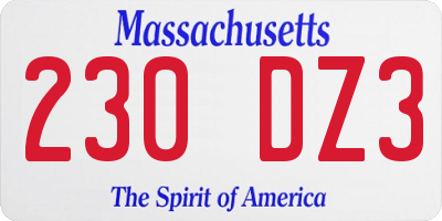 MA license plate 230DZ3