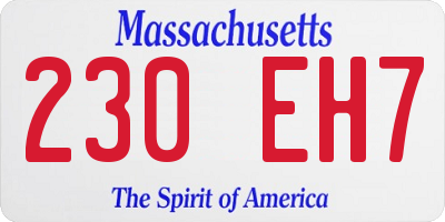 MA license plate 230EH7