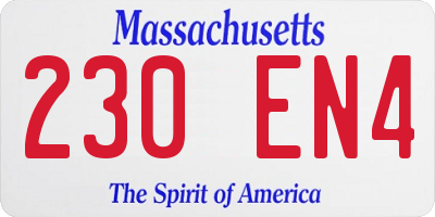 MA license plate 230EN4