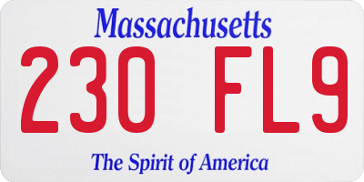 MA license plate 230FL9
