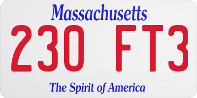 MA license plate 230FT3