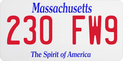 MA license plate 230FW9