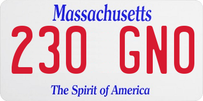 MA license plate 230GN0