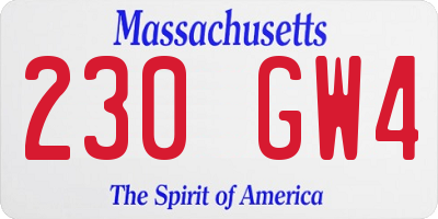 MA license plate 230GW4