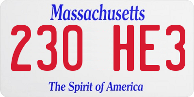 MA license plate 230HE3
