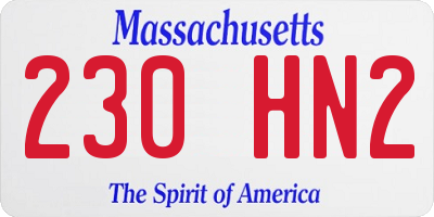 MA license plate 230HN2