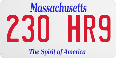 MA license plate 230HR9