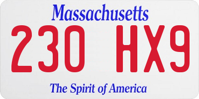 MA license plate 230HX9