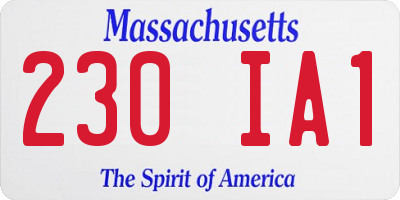 MA license plate 230IA1