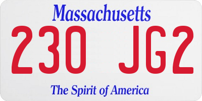 MA license plate 230JG2