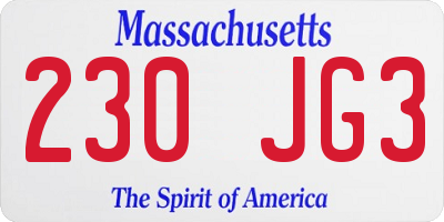 MA license plate 230JG3