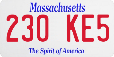 MA license plate 230KE5