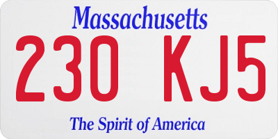 MA license plate 230KJ5