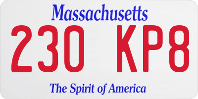 MA license plate 230KP8