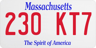 MA license plate 230KT7
