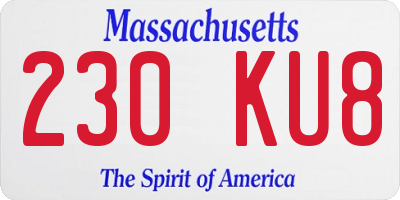 MA license plate 230KU8
