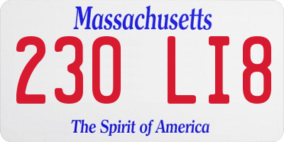 MA license plate 230LI8