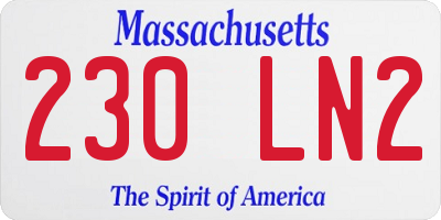 MA license plate 230LN2