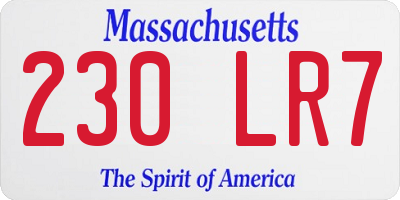 MA license plate 230LR7