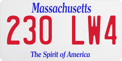 MA license plate 230LW4