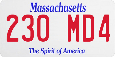 MA license plate 230MD4