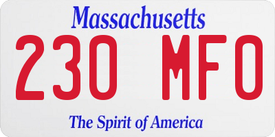 MA license plate 230MF0