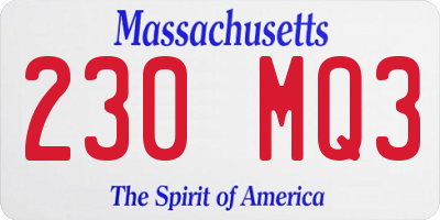 MA license plate 230MQ3