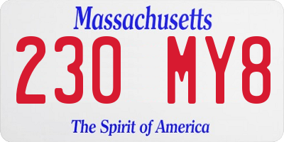 MA license plate 230MY8