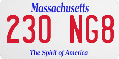 MA license plate 230NG8