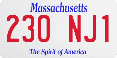MA license plate 230NJ1