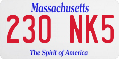 MA license plate 230NK5