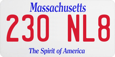 MA license plate 230NL8