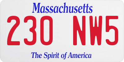 MA license plate 230NW5