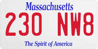 MA license plate 230NW8