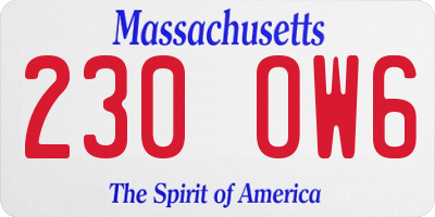 MA license plate 230OW6