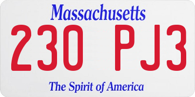 MA license plate 230PJ3