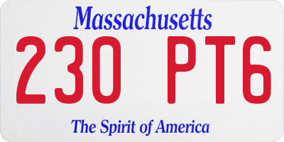 MA license plate 230PT6