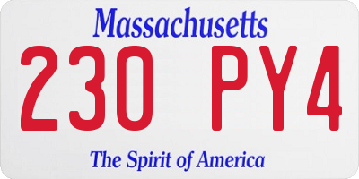 MA license plate 230PY4
