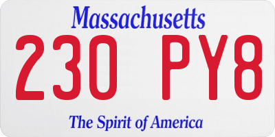 MA license plate 230PY8
