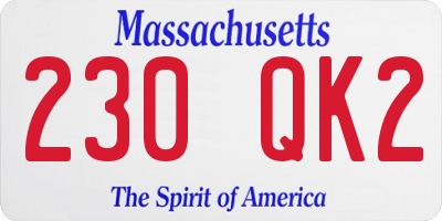 MA license plate 230QK2