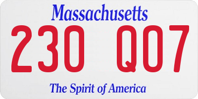 MA license plate 230QO7