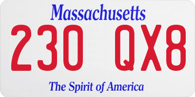 MA license plate 230QX8