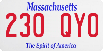 MA license plate 230QY0