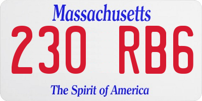 MA license plate 230RB6