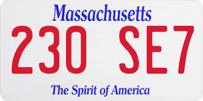 MA license plate 230SE7
