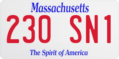 MA license plate 230SN1