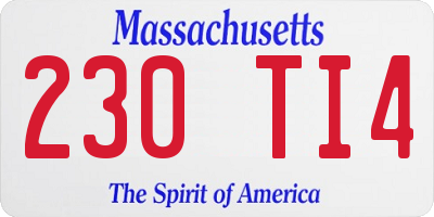 MA license plate 230TI4